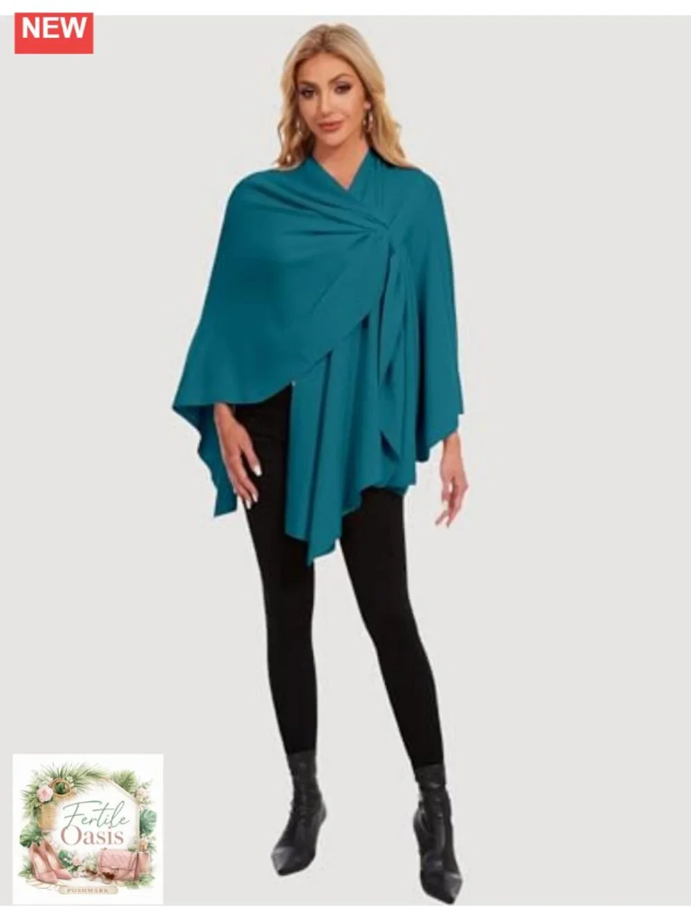 Knitted Poncho Cape Wrap, Viscose Blend Shawl, Travel & Evening Wear